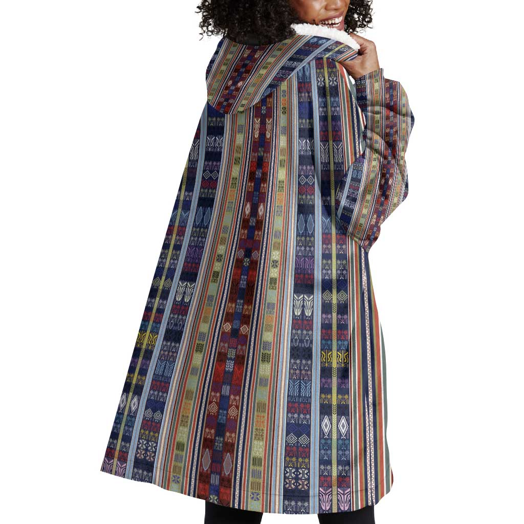 Lamba Mpanjaka Malagasy Traditional Pattern Wearable Blanket Hoodie