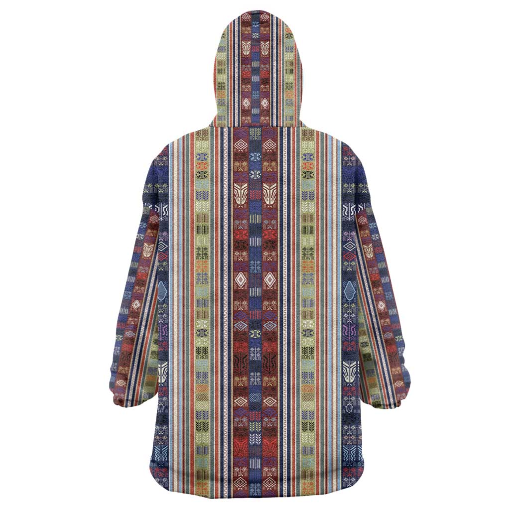 Lamba Mpanjaka Malagasy Traditional Pattern Wearable Blanket Hoodie