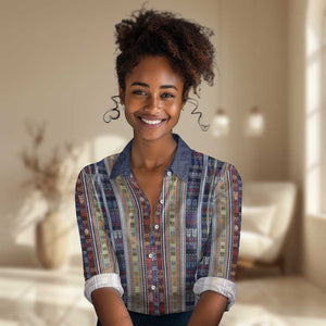 Lamba Mpanjaka Malagasy Traditional Pattern Women Casual Shirt