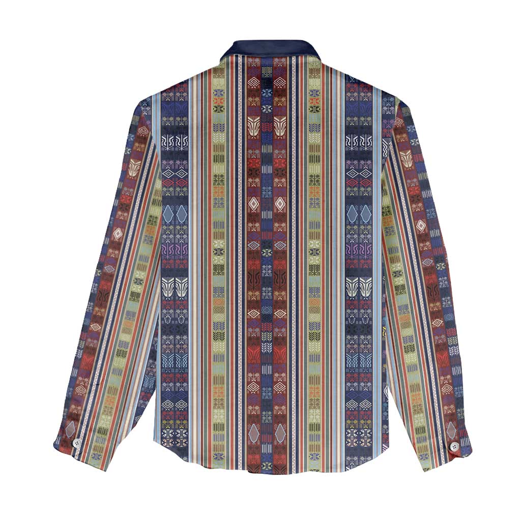 Lamba Mpanjaka Malagasy Traditional Pattern Women Casual Shirt