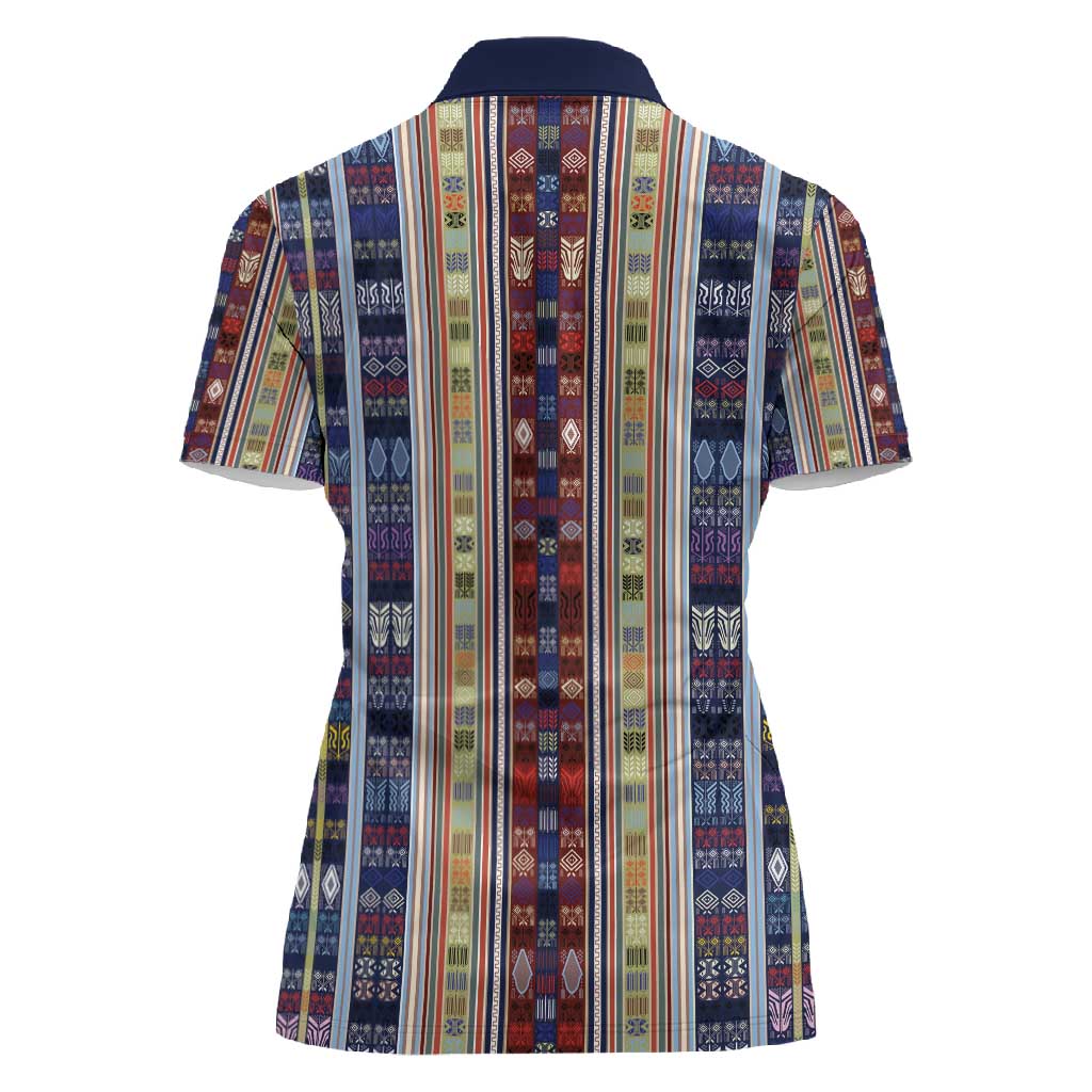 Lamba Mpanjaka Malagasy Traditional Pattern Women Polo Shirt
