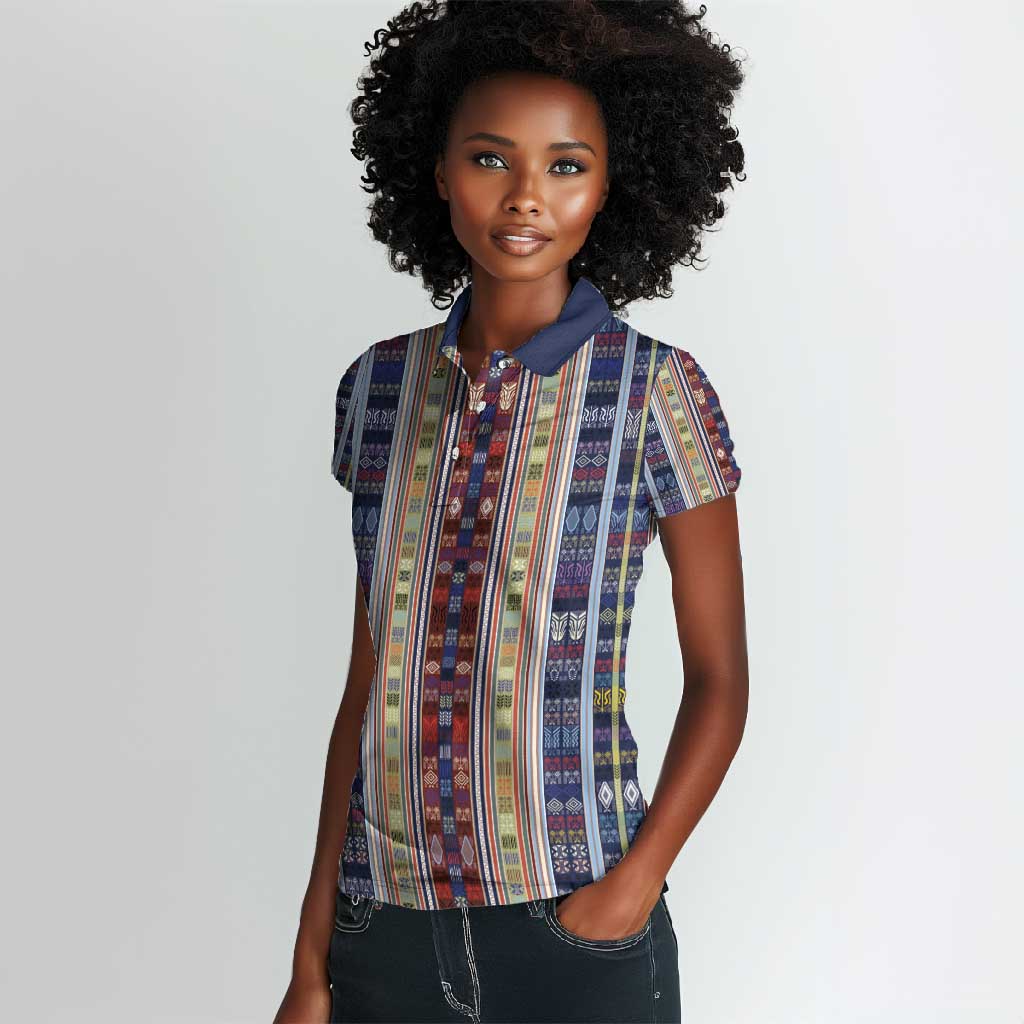 Lamba Mpanjaka Malagasy Traditional Pattern Women Polo Shirt