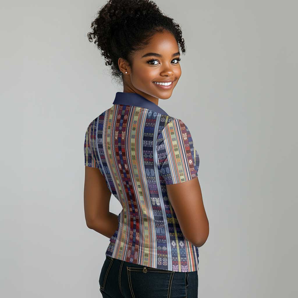 Lamba Mpanjaka Malagasy Traditional Pattern Women Polo Shirt