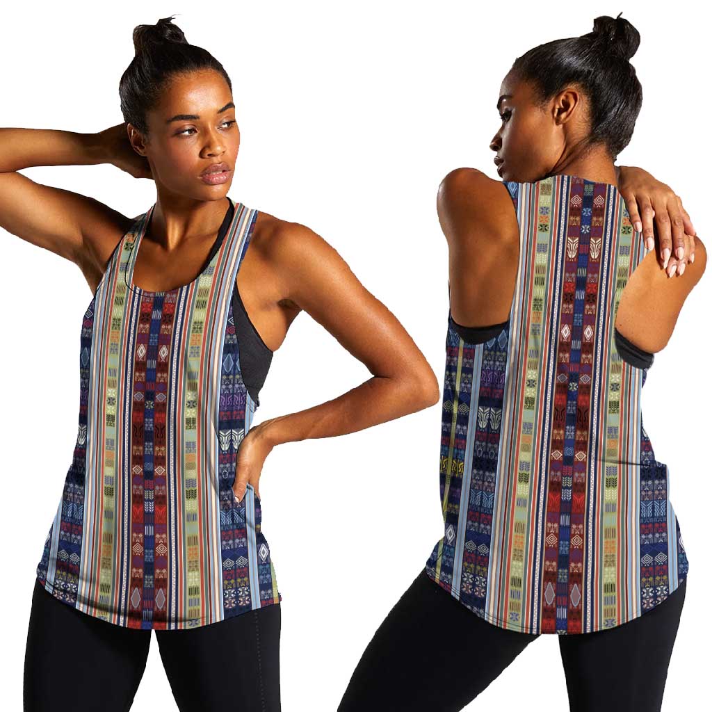 Lamba Mpanjaka Malagasy Traditional Pattern Women Racerback Tank