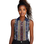 Lamba Mpanjaka Malagasy Traditional Pattern Women Sleeveless Polo Shirt