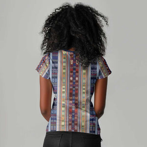 Lamba Mpanjaka Malagasy Traditional Pattern Women V-Neck T-Shirt