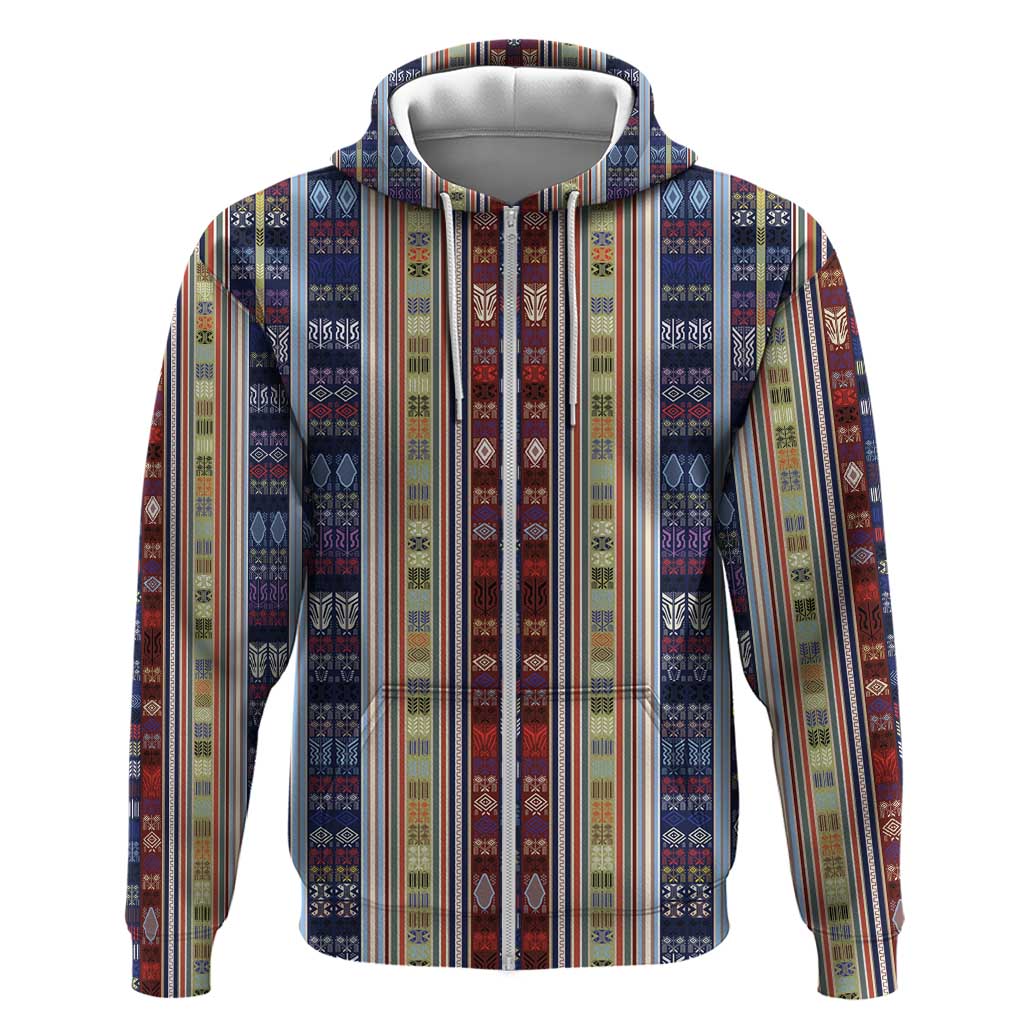 Lamba Mpanjaka Malagasy Traditional Pattern Zip Hoodie