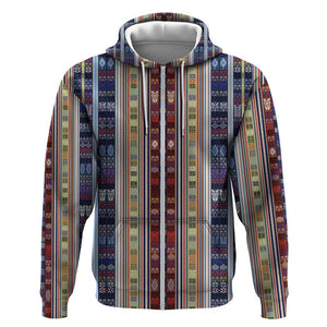 Lamba Mpanjaka Malagasy Traditional Pattern Zip Hoodie