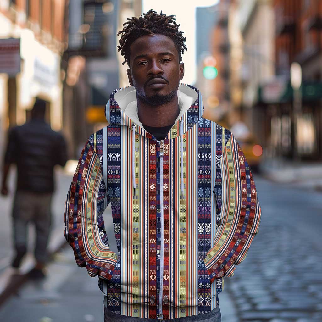 Lamba Mpanjaka Malagasy Traditional Pattern Zip Hoodie