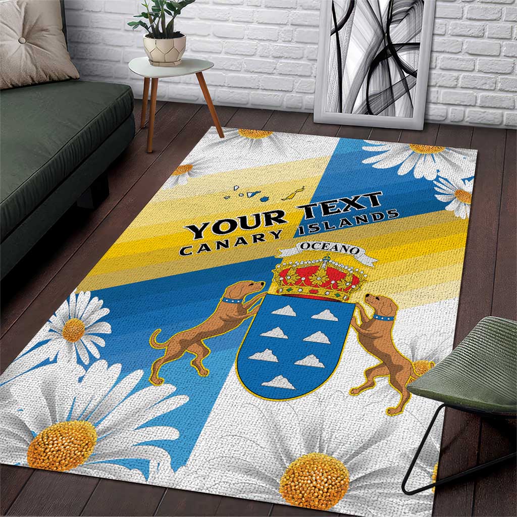 Personalized Canary Islands Area Rug Coat Of Arms Argyranthemum Frutescens