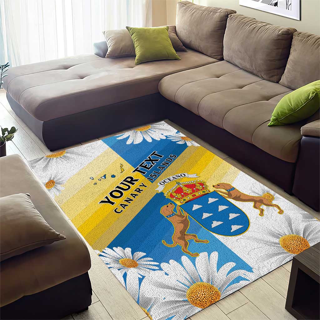 Personalized Canary Islands Area Rug Coat Of Arms Argyranthemum Frutescens