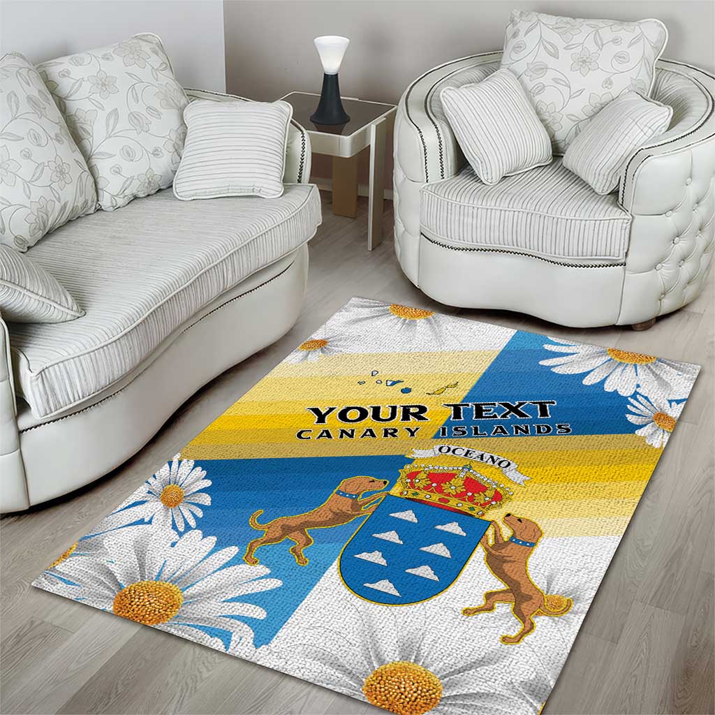 Personalized Canary Islands Area Rug Coat Of Arms Argyranthemum Frutescens