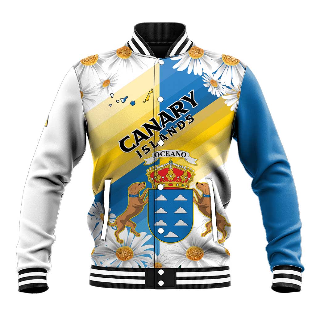 Personalized Canary Islands Baseball Jacket Coat Of Arms Argyranthemum Frutescens