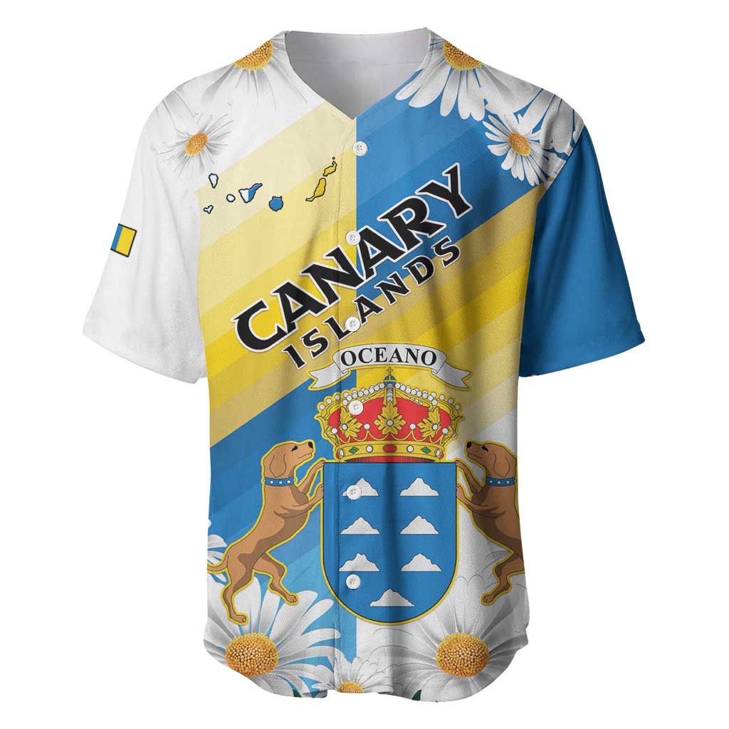 Personalized Canary Islands Baseball Jersey Coat Of Arms Argyranthemum Frutescens