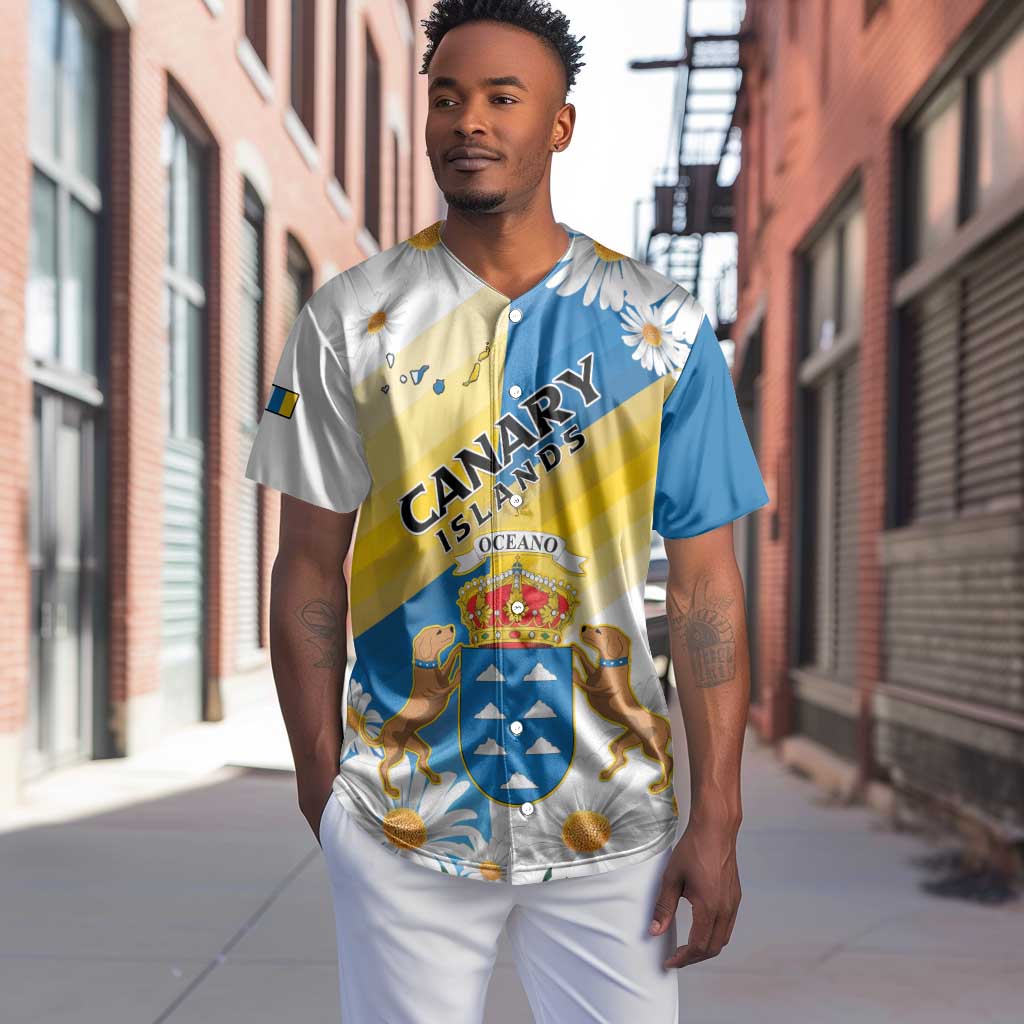 Personalized Canary Islands Baseball Jersey Coat Of Arms Argyranthemum Frutescens