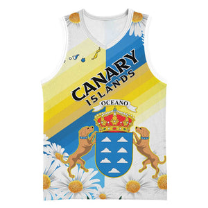 Personalized Canary Islands Basketball Jersey Coat Of Arms Argyranthemum Frutescens - African Pride