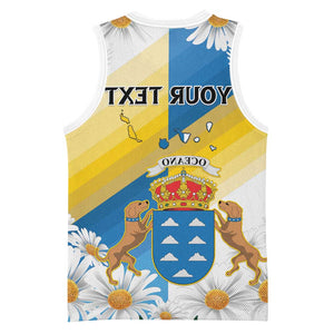 Personalized Canary Islands Basketball Jersey Coat Of Arms Argyranthemum Frutescens - African Pride