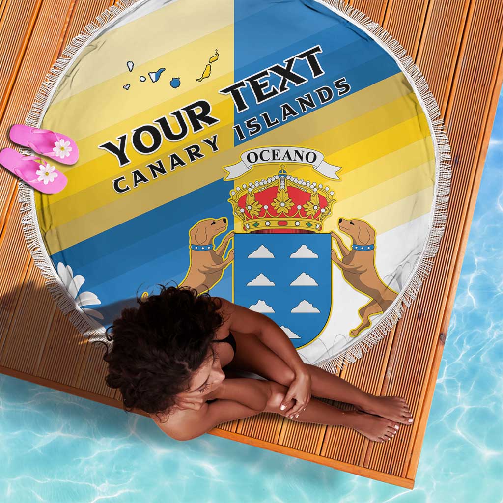 Personalized Canary Islands Beach Blanket Coat Of Arms Argyranthemum Frutescens