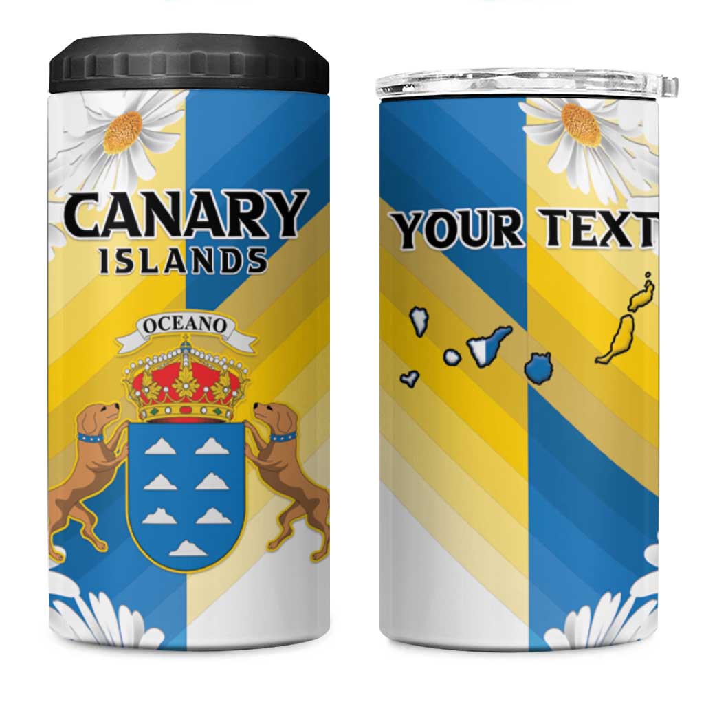 Personalized Canary Islands 4 in 1 Can Cooler Tumbler Coat Of Arms Argyranthemum Frutescens
