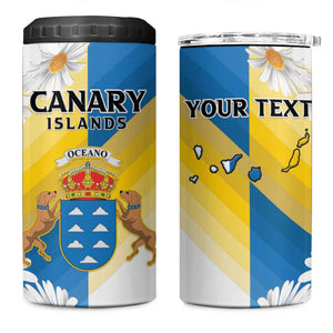 Personalized Canary Islands 4 in 1 Can Cooler Tumbler Coat Of Arms Argyranthemum Frutescens