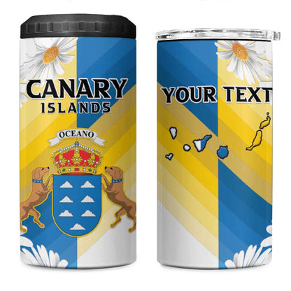 Personalized Canary Islands 4 in 1 Can Cooler Tumbler Coat Of Arms Argyranthemum Frutescens