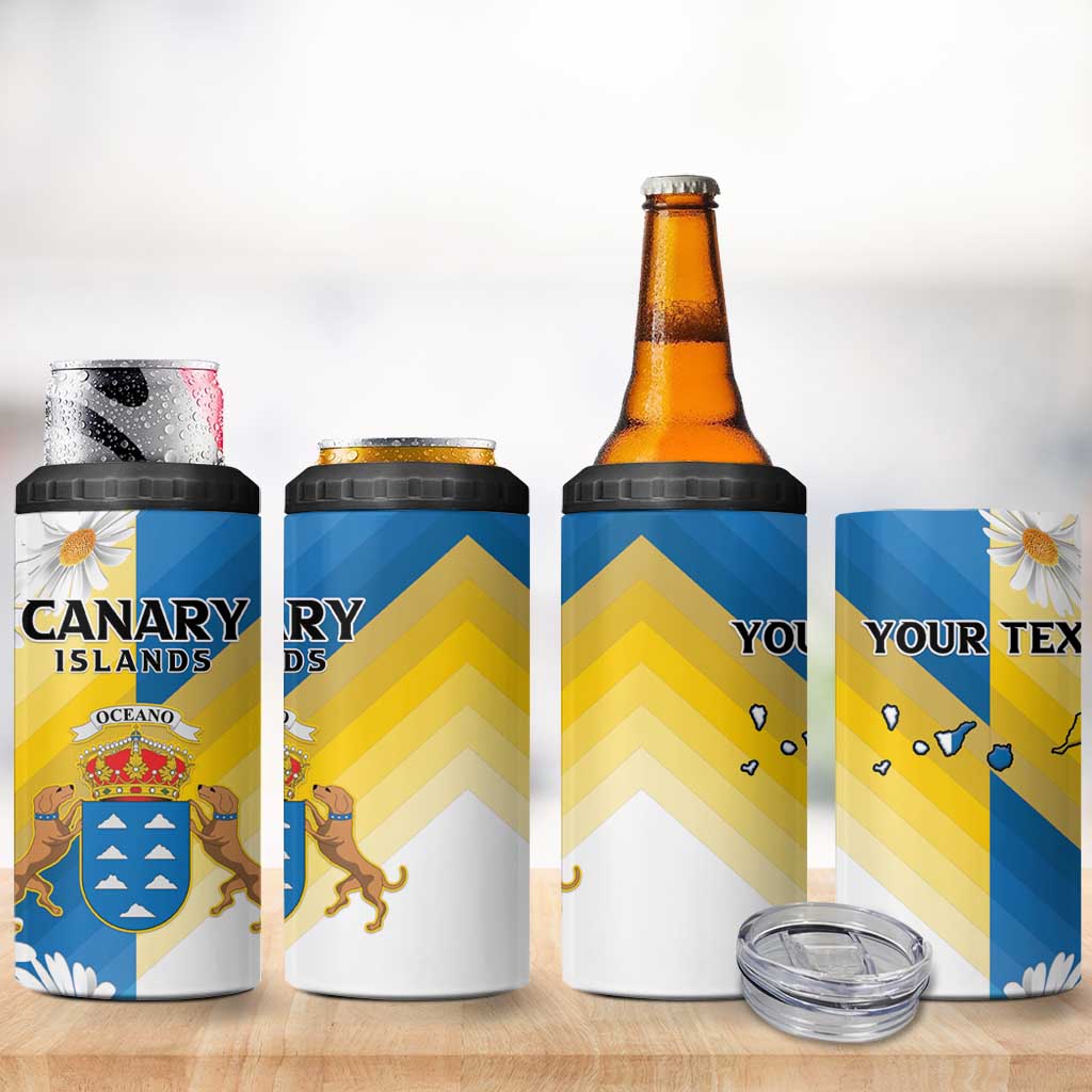 Personalized Canary Islands 4 in 1 Can Cooler Tumbler Coat Of Arms Argyranthemum Frutescens
