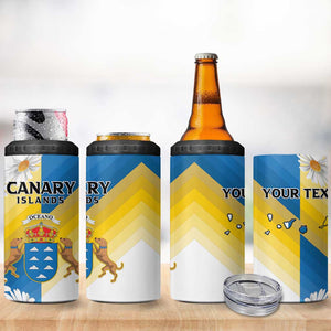 Personalized Canary Islands 4 in 1 Can Cooler Tumbler Coat Of Arms Argyranthemum Frutescens