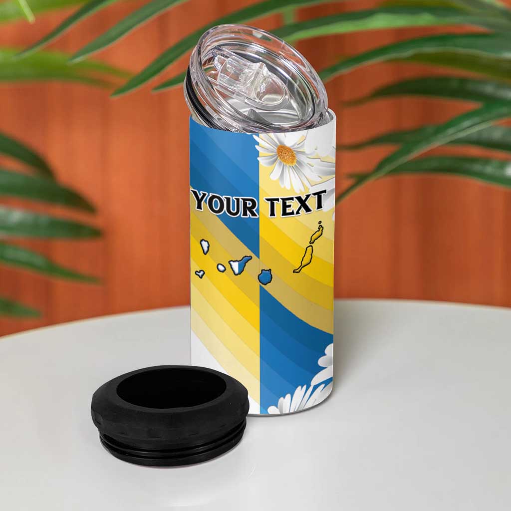 Personalized Canary Islands 4 in 1 Can Cooler Tumbler Coat Of Arms Argyranthemum Frutescens
