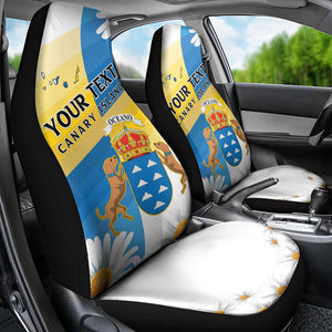 Personalized Canary Islands Car Seat Cover Coat Of Arms Argyranthemum Frutescens