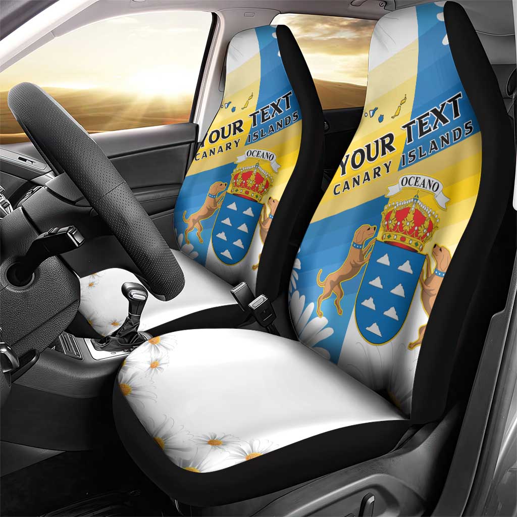 Personalized Canary Islands Car Seat Cover Coat Of Arms Argyranthemum Frutescens