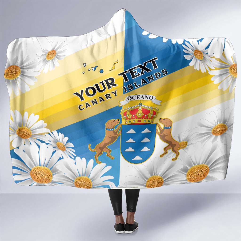 Personalized Canary Islands Hooded Blanket Coat Of Arms Argyranthemum Frutescens