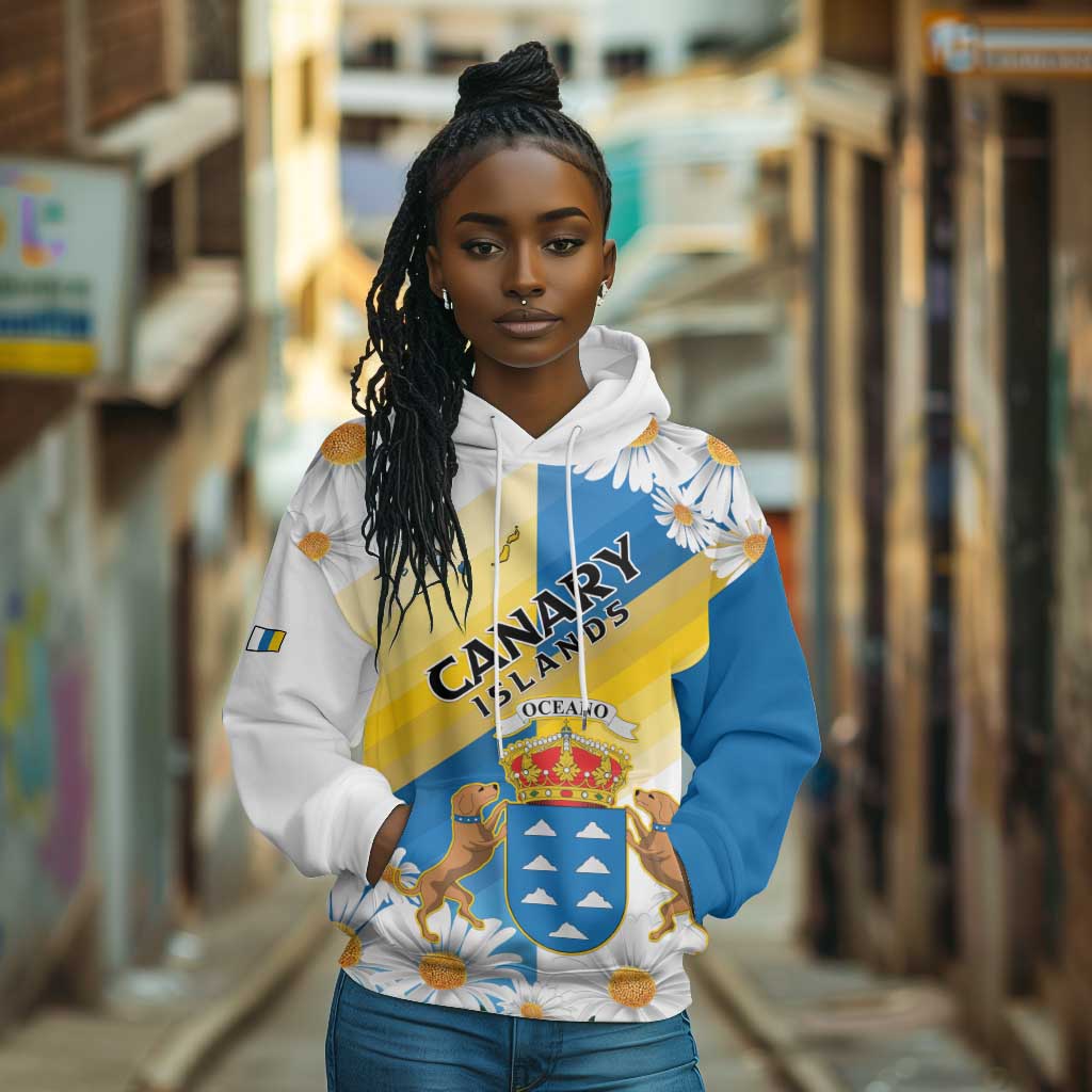 Personalized Canary Islands Hoodie Coat Of Arms Argyranthemum Frutescens