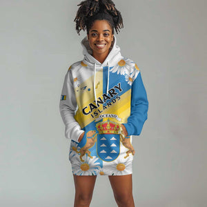 Personalized Canary Islands Hoodie Dress Coat Of Arms Argyranthemum Frutescens