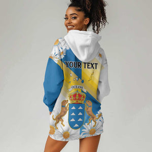 Personalized Canary Islands Hoodie Dress Coat Of Arms Argyranthemum Frutescens