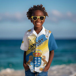 Personalized Canary Islands Kid Hawaiian Shirt Coat Of Arms Argyranthemum Frutescens