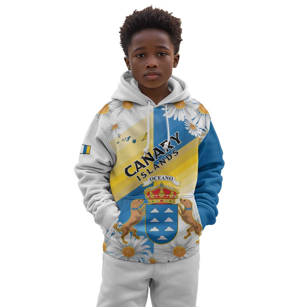 Personalized Canary Islands Kid Hoodie Coat Of Arms Argyranthemum Frutescens