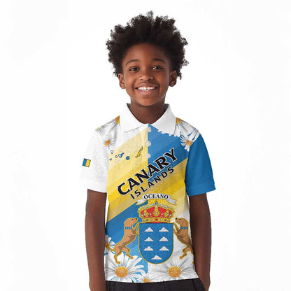 Personalized Canary Islands Kid Polo Shirt Coat Of Arms Argyranthemum Frutescens