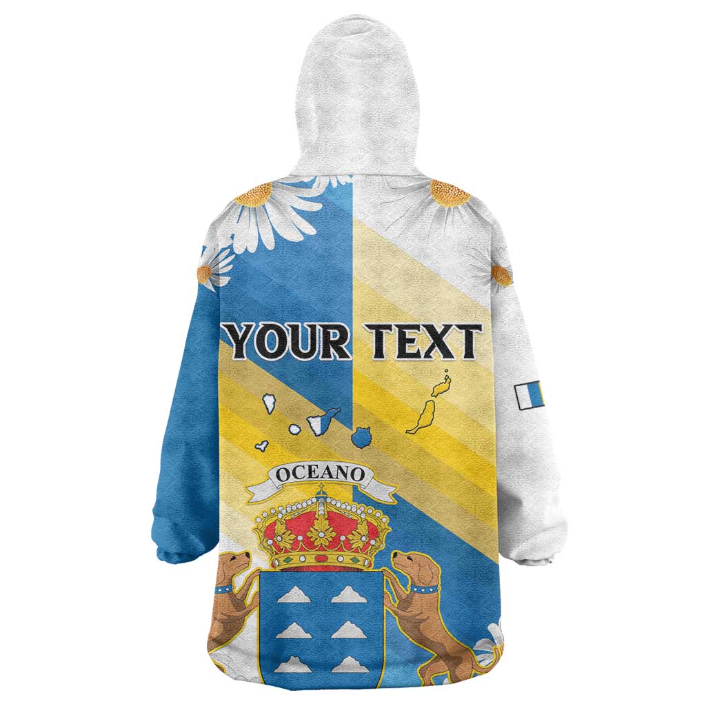 Personalized Canary Islands Kid Wearable Blanket Hoodie Coat Of Arms Argyranthemum Frutescens
