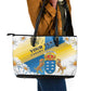 Personalized Canary Islands Leather Tote Bag Coat Of Arms Argyranthemum Frutescens