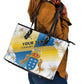Personalized Canary Islands Leather Tote Bag Coat Of Arms Argyranthemum Frutescens