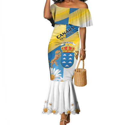 Personalized Canary Islands Mermaid Dress Coat Of Arms Argyranthemum Frutescens