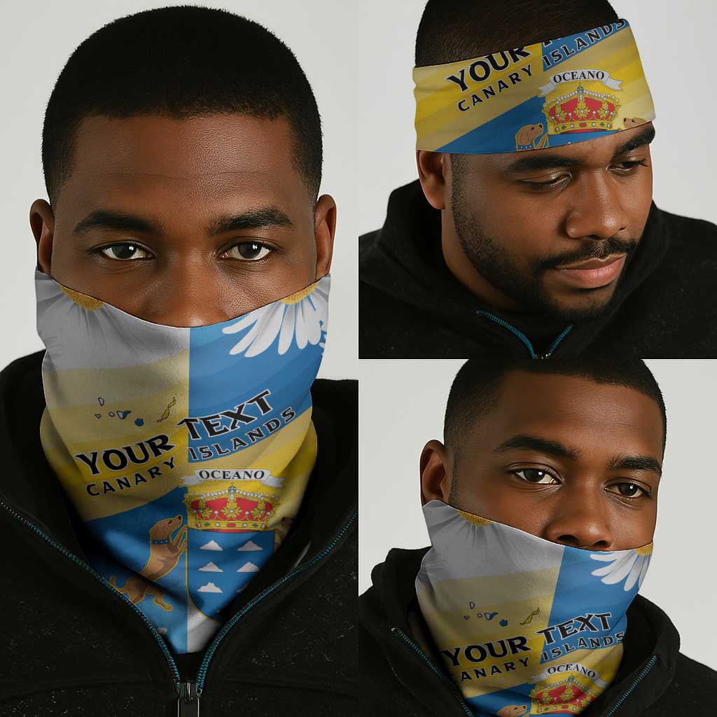 Personalized Canary Islands Neck Gaiter Coat Of Arms Argyranthemum Frutescens LT15