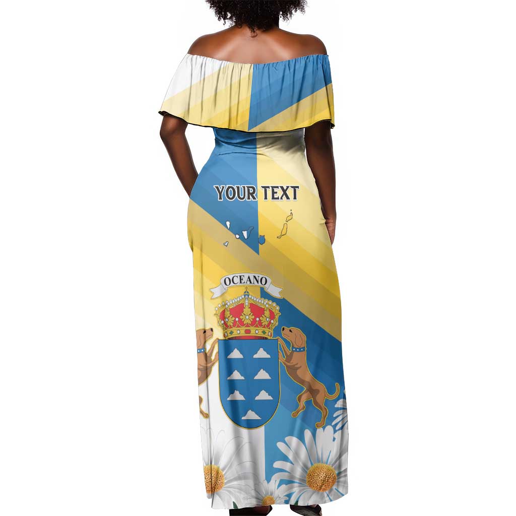 Personalized Canary Islands Off Shoulder Maxi Dress Coat Of Arms Argyranthemum Frutescens