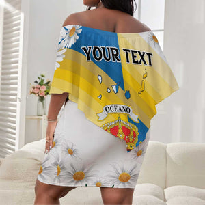 Personalized Canary Islands Off Shoulder Short Dress Coat Of Arms Argyranthemum Frutescens