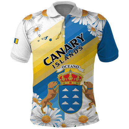 Personalized Canary Islands Polo Shirt Coat Of Arms Argyranthemum Frutescens