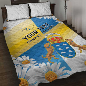 Personalized Canary Islands Quilt Bed Set Coat Of Arms Argyranthemum Frutescens