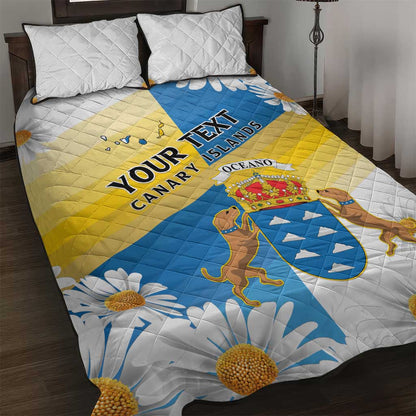 Personalized Canary Islands Quilt Bed Set Coat Of Arms Argyranthemum Frutescens