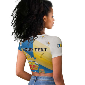 Personalized Canary Islands Raglan Cropped T shirt Coat Of Arms Argyranthemum Frutescens