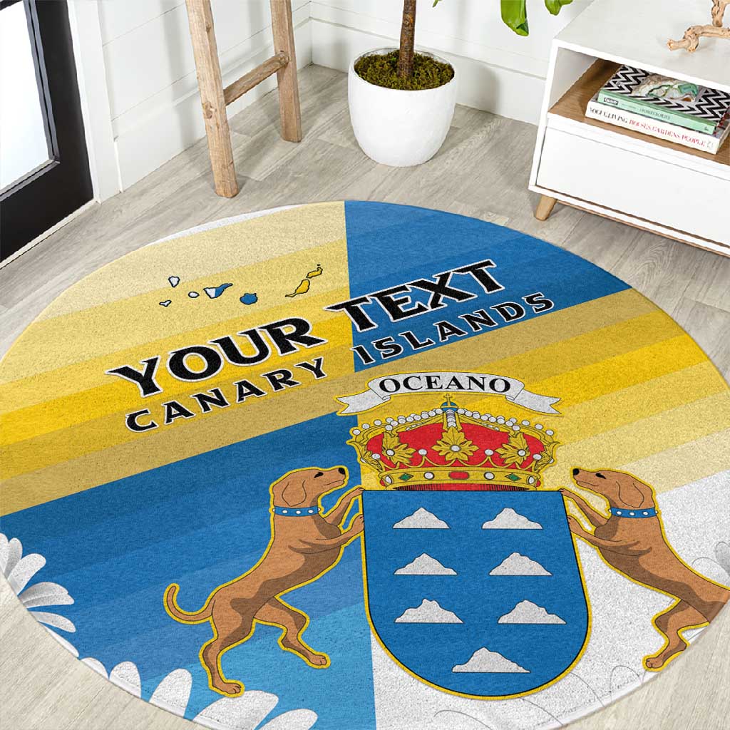 Personalized Canary Islands Round Carpet Coat Of Arms Argyranthemum Frutescens