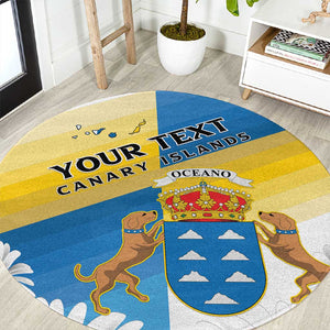 Personalized Canary Islands Round Carpet Coat Of Arms Argyranthemum Frutescens